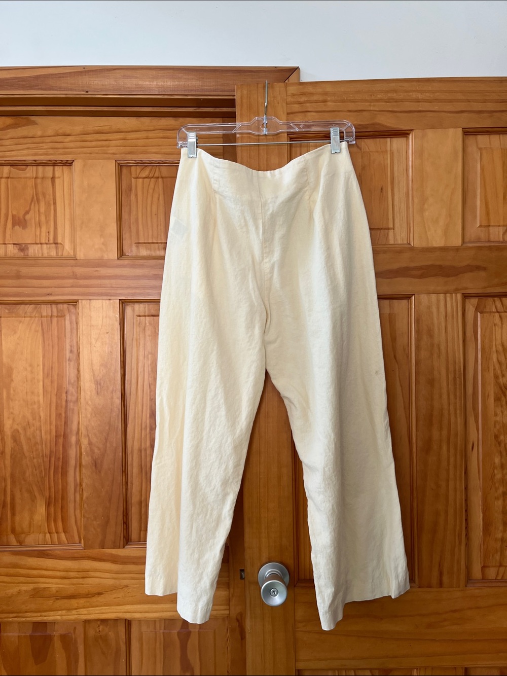 Linen blend wide leg crop pants